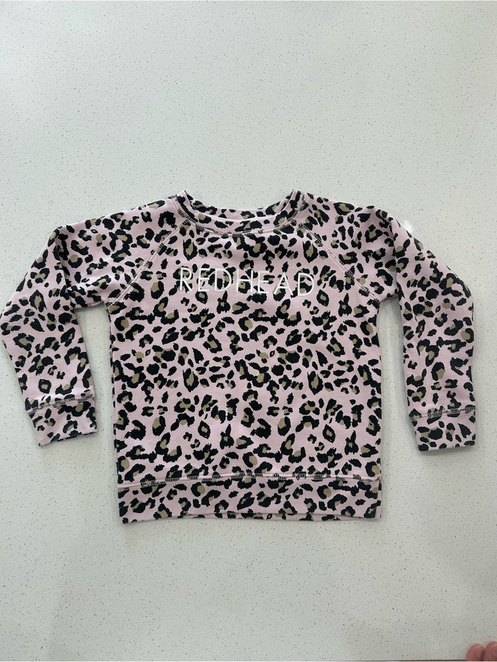 Brunette The Label Pink Leopard Print Pullover Sweatshirt